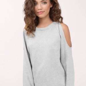 Cold Shoulder Gray Long Sleeve Sweater Sz S NEW